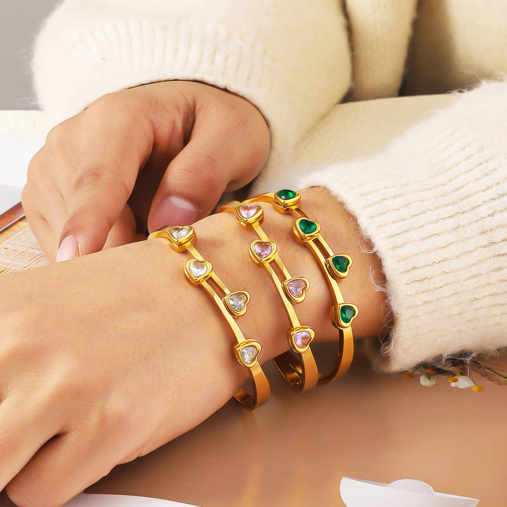 Hearts" Bracelet, 18K Gold Plated Steel - JewelJiveLatest Jewelry