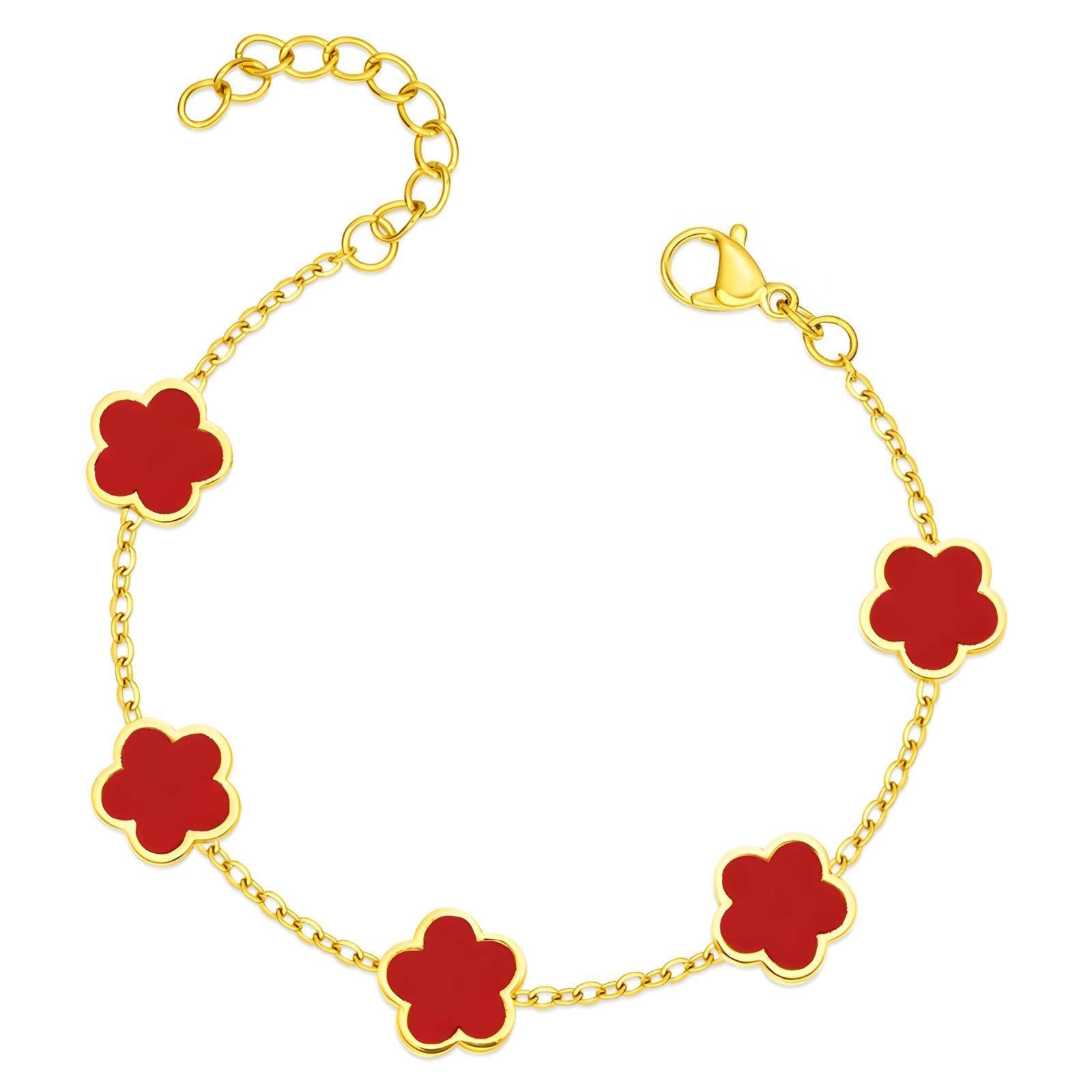 Flower Meadow" Bracelet, 18K Gold Plated Steel - JewelJiveLatest Jewelry